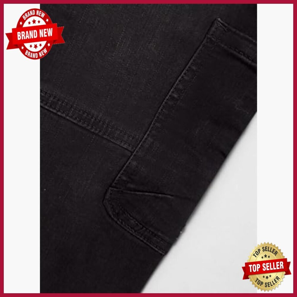 Mid Rise Straight Leg Jeans with Button Fly, Stretch Fabric, 27" Inseam - Picture 5 of 6